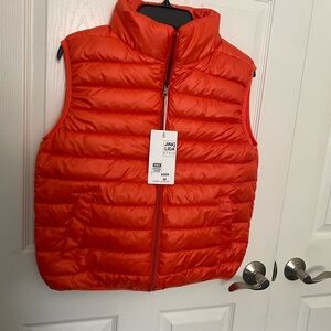 JING LIDA Orange Quilted Puffer Vest Women’s Medium NWT
